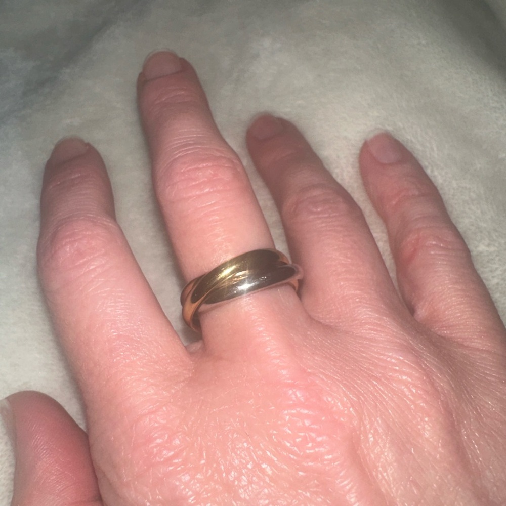 Classic Three-Tone Gold, Rose Gold,  Silver Triple Ring - Women Jewelry